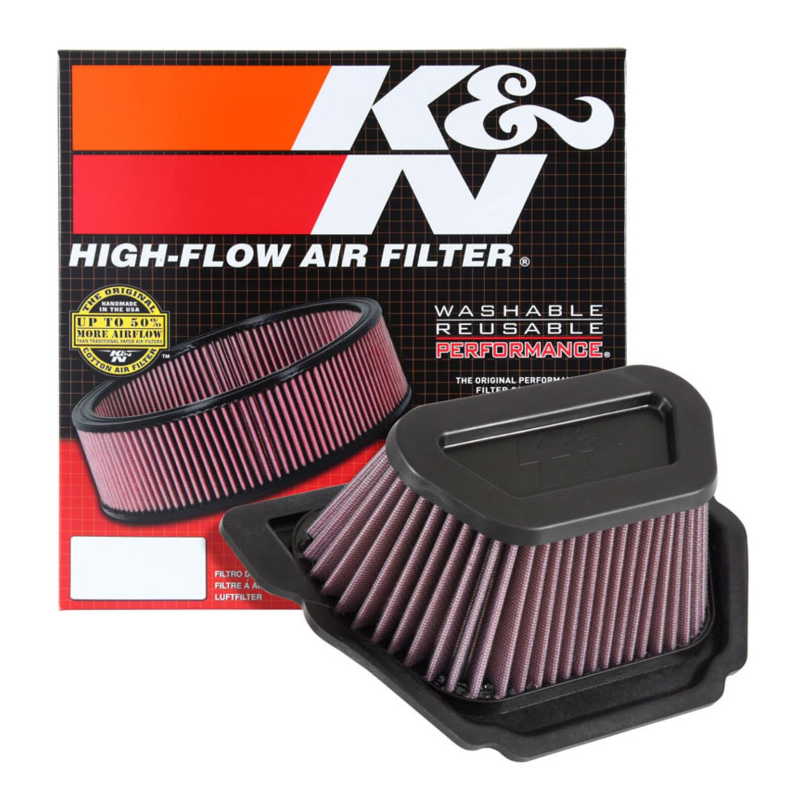 High Performance K&N Engine Air Filter: Premium, Powersport Air Filter: Fits 2015-2019 YAMAHA (MT-10, YZF R1, YZF R1M, YZF R1S) YA-1015
