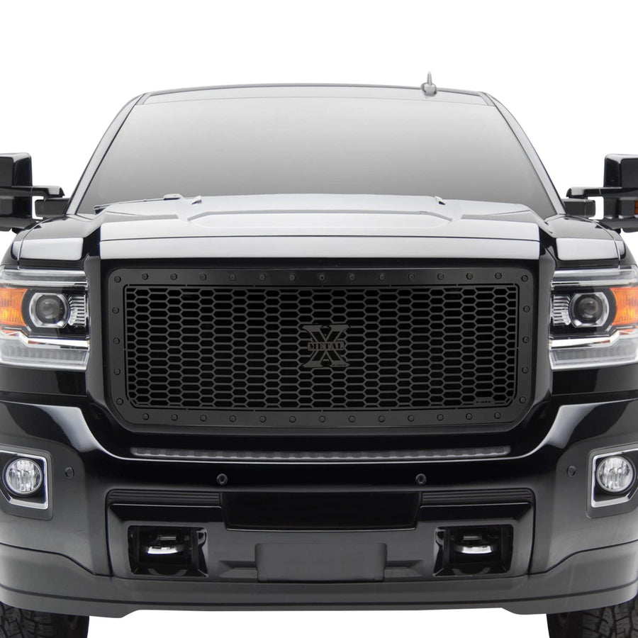 Stealth Laser X Grille, 2015-2019 Sierra HD, Black, 1 Pc, Insert, Black Studs - PN #7712111-BR