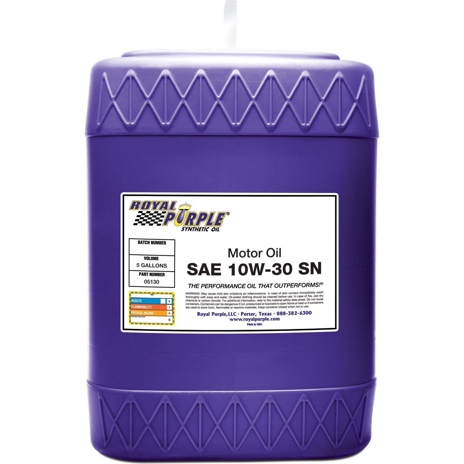 API-Licensed Royal Purple SAE 10W-30 High Performance Synthetic Motor Oil - 5 Gallon