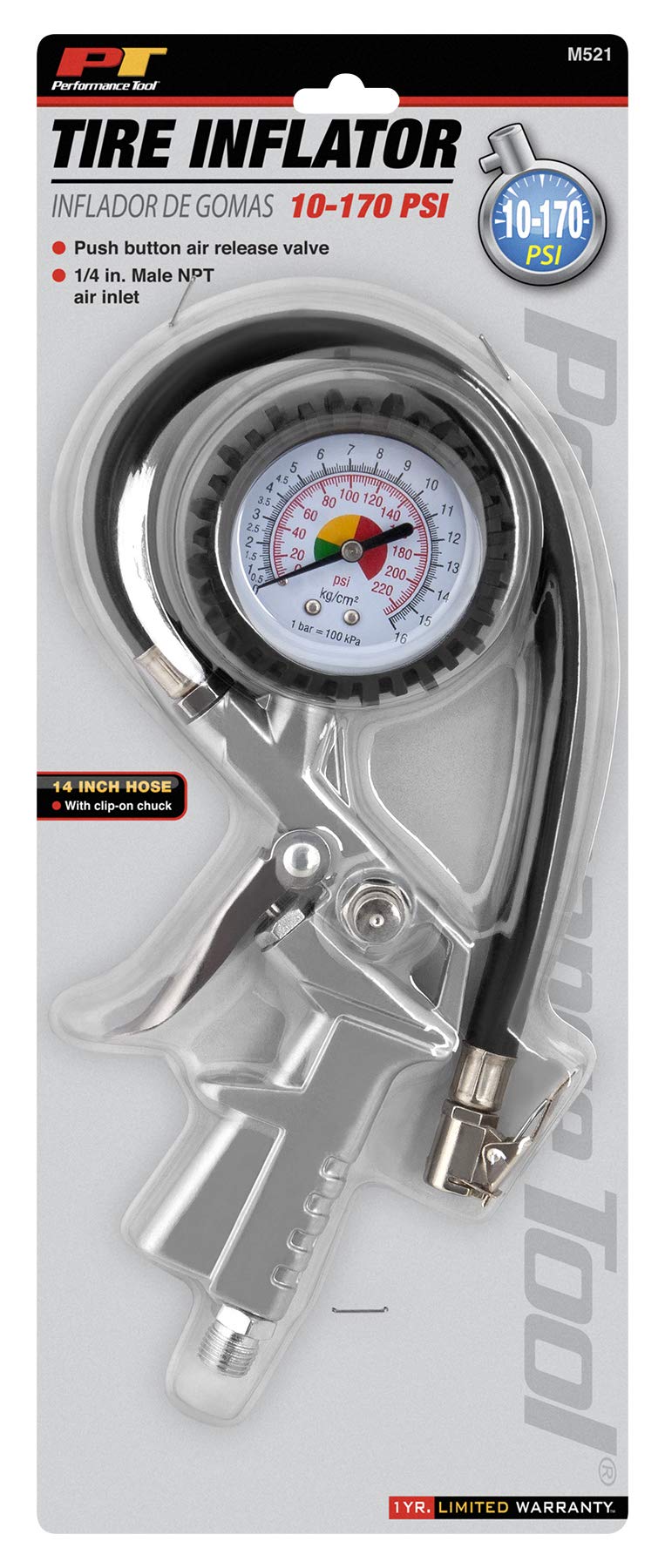 Tire Inflator Performance Tool M521 with Dial Gauge