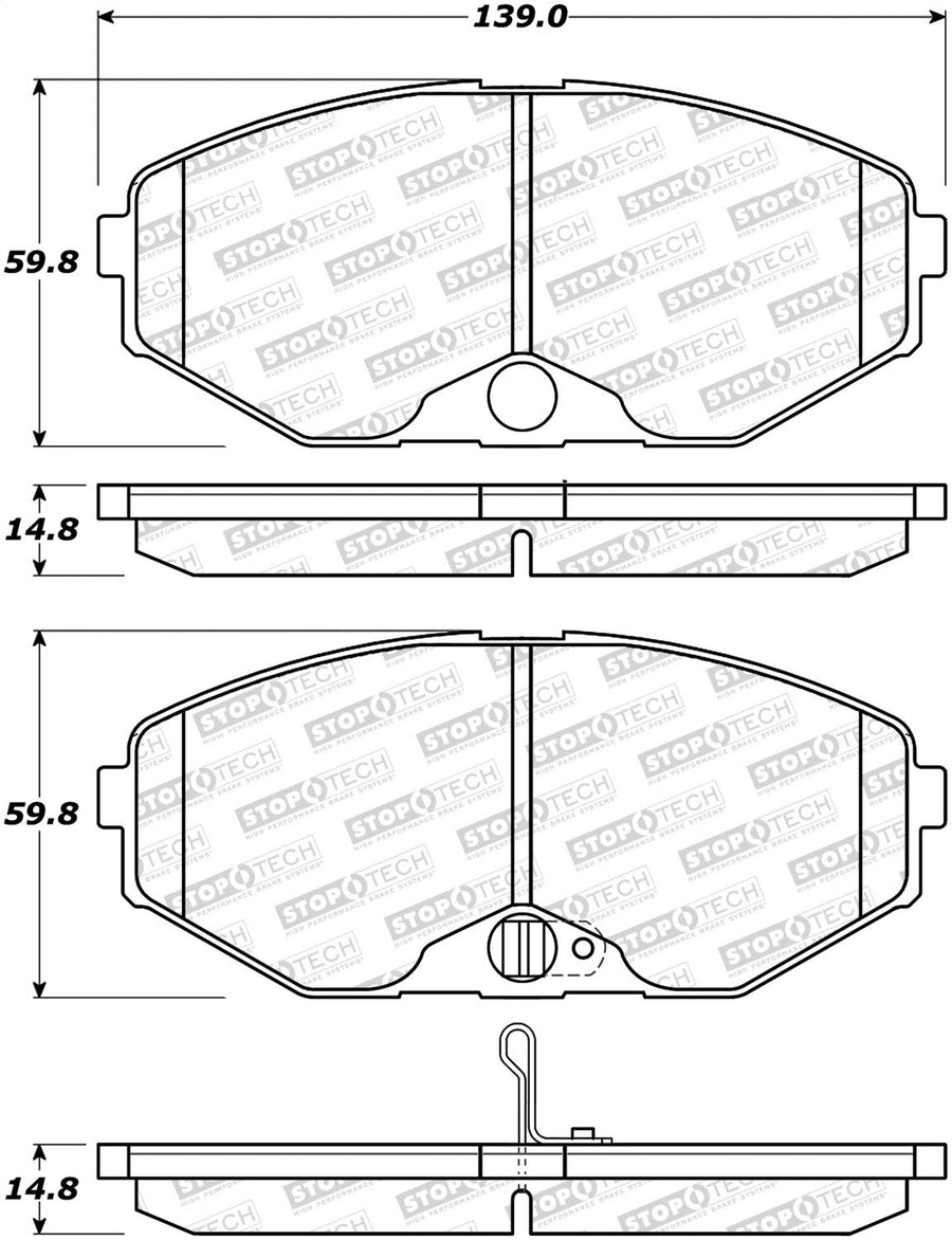 Front StopTech 308.05870 Brake Pads with Shims Street