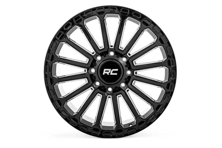One-Piece Rough Country 97 Series Aluminum Wheel - 17x9, 6x5.5 Bolt Pattern, 12mm Offset, Gloss Black