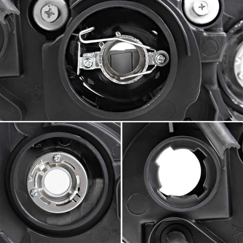 Halogen Projector Headlights SPEC-D TUNING Black Compatible with 2004-2009 Mazda 3 4Dr Sedan, Left + Right Pair Headlamps Assembly