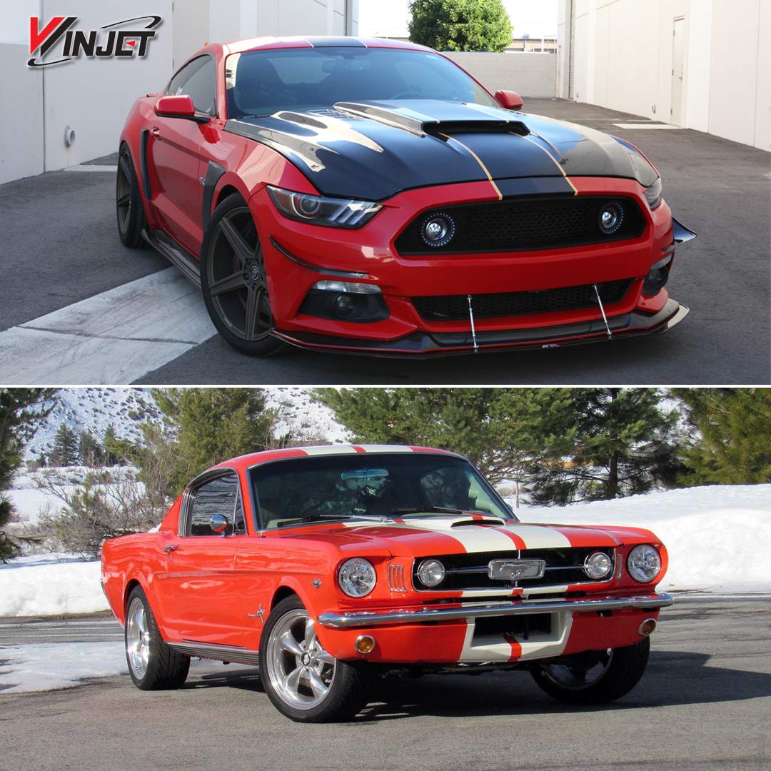 Halo Ring DRL Upper Grille Winjet Compatible with [2015 2016 2017 Ford Mustang S550] with LED Fog Lights