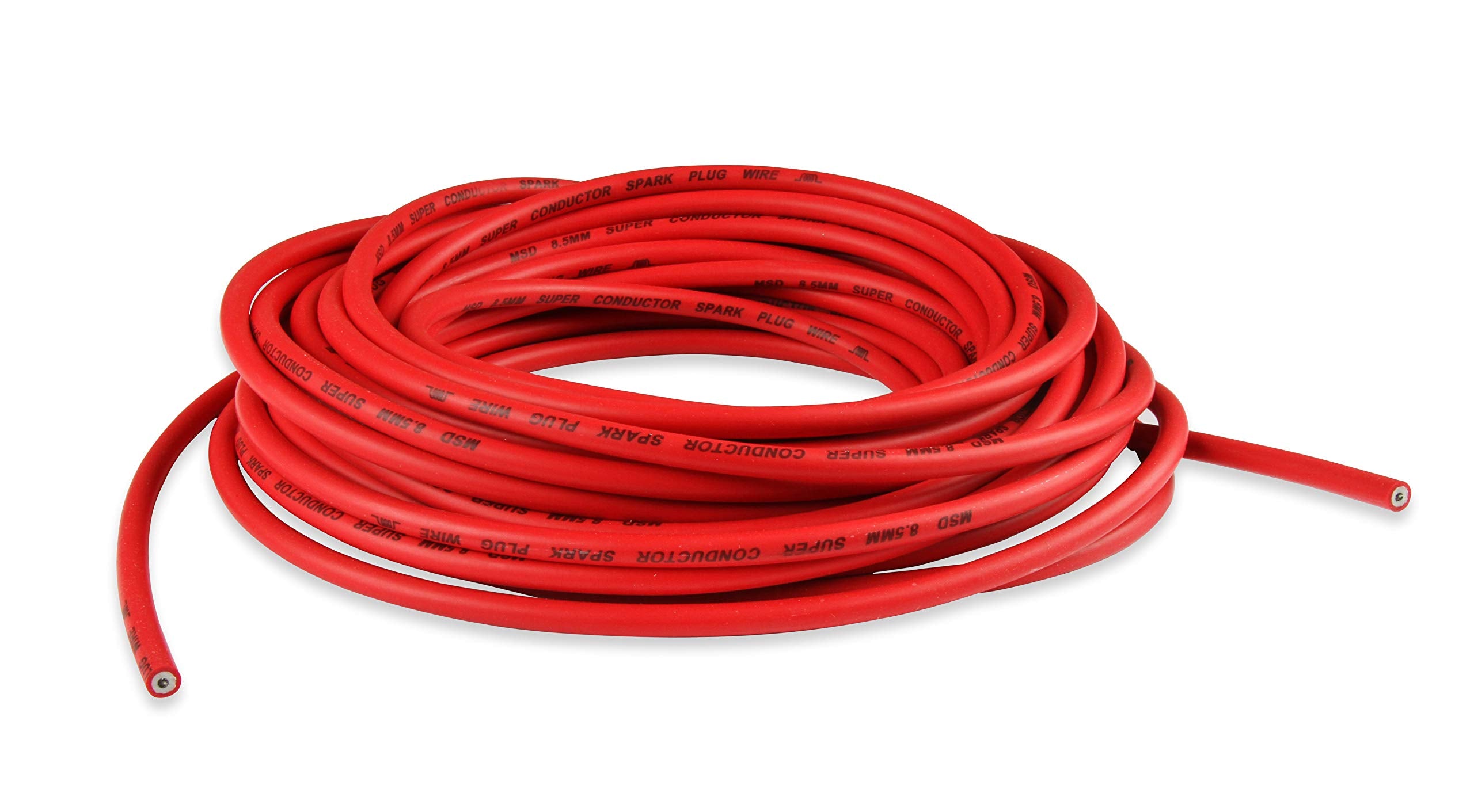 8.5mm MSD Super Conductor Spark Plug Wire, Red 50 Ft