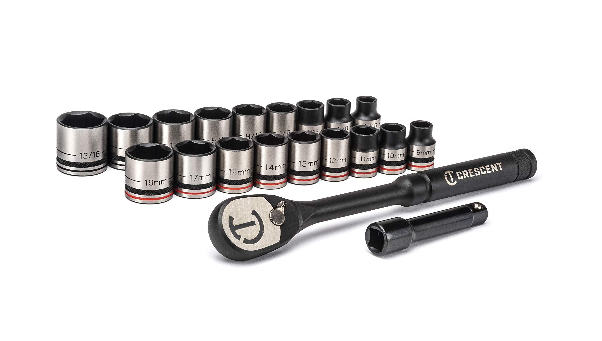 Crescent 3/8" Drive 20 Piece X10 Standard SAE/Metric Mechanics Tool Set - CSWS38B