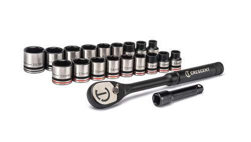 Crescent 3/8" Drive 20 Piece X10 Standard SAE/Metric Mechanics Tool Set - CSWS38B