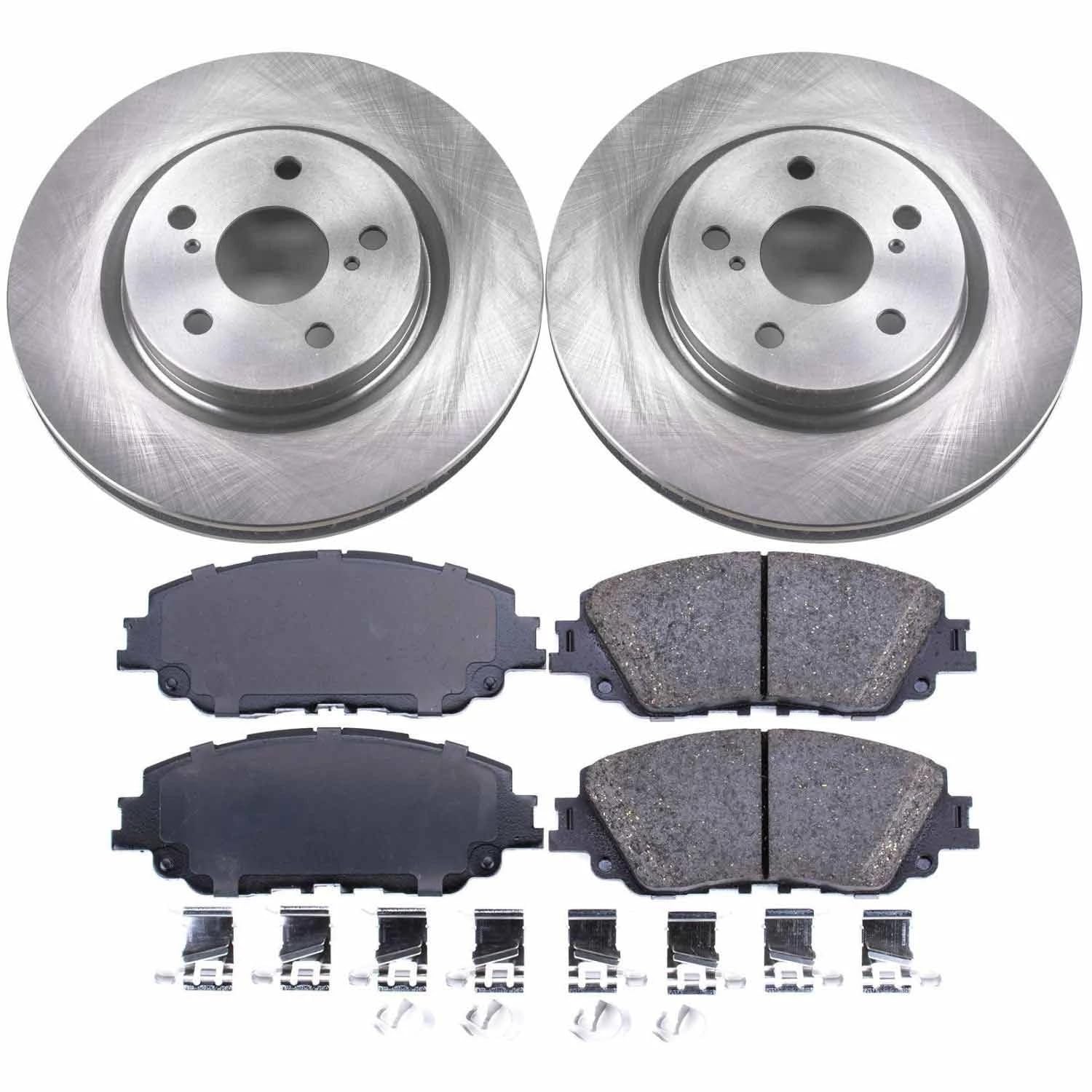Power Stop Autospecialty KOE7895 Front Replacement Brake Kit-OE Brake Rotors & Ceramic Brake Pads For Lexus ES250 ES300h ES350 UX200 UX250h Toyota Avalon Camry C-HR Rav4 Venza [Application Specific]