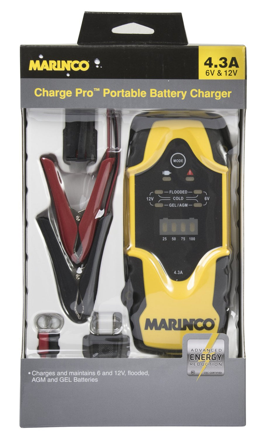 ChargePro Marinco 4.3A 6V/12V Portable Battery Charger Maintainer