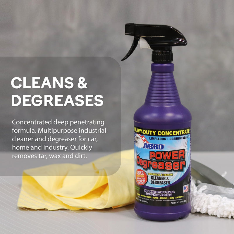 Heavy Duty ABRO Power Degreaser, High Performance Multifunctional Auto Engine Degreaser for Quick and Easy Removal of Grease, Oil, Dirt &Grime, Engine Cleaner & Car Metal Cleaner, 32 oz