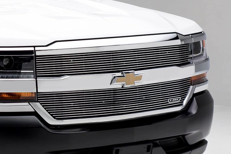 2016-2018 Silverado 1500 T-Rex Grilles Laser Billet Grille, Polished, 2 Pc, Overlay - PN #6211270