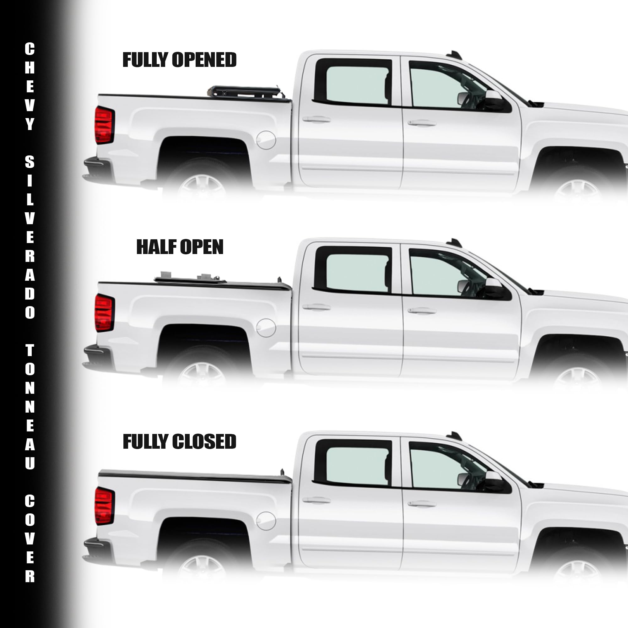 Low Profile Armordillo Hard Tri-Fold Bed Cover for 2014 2015 2016 2017 2018 Chevy Silverado/GMC Sierra 1500 5.8ft (68") Short Bed | CoveRex TFX | 7162174