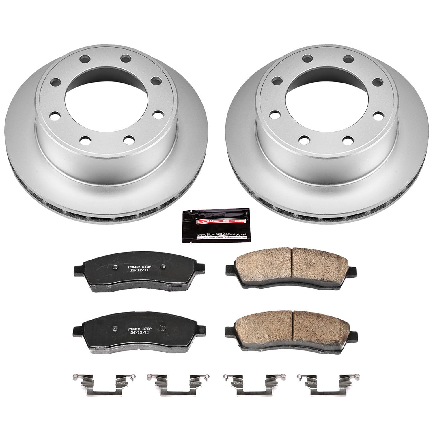 Power Stop CRK1890 Brake Rotor & Coated Ceramic Brake Pads- rear For Ford Excursion 2000-2005, Ford F-250 Super Duty 1999-2004, Ford F-350 Super Duty 1999-2004 [Model Specific]
