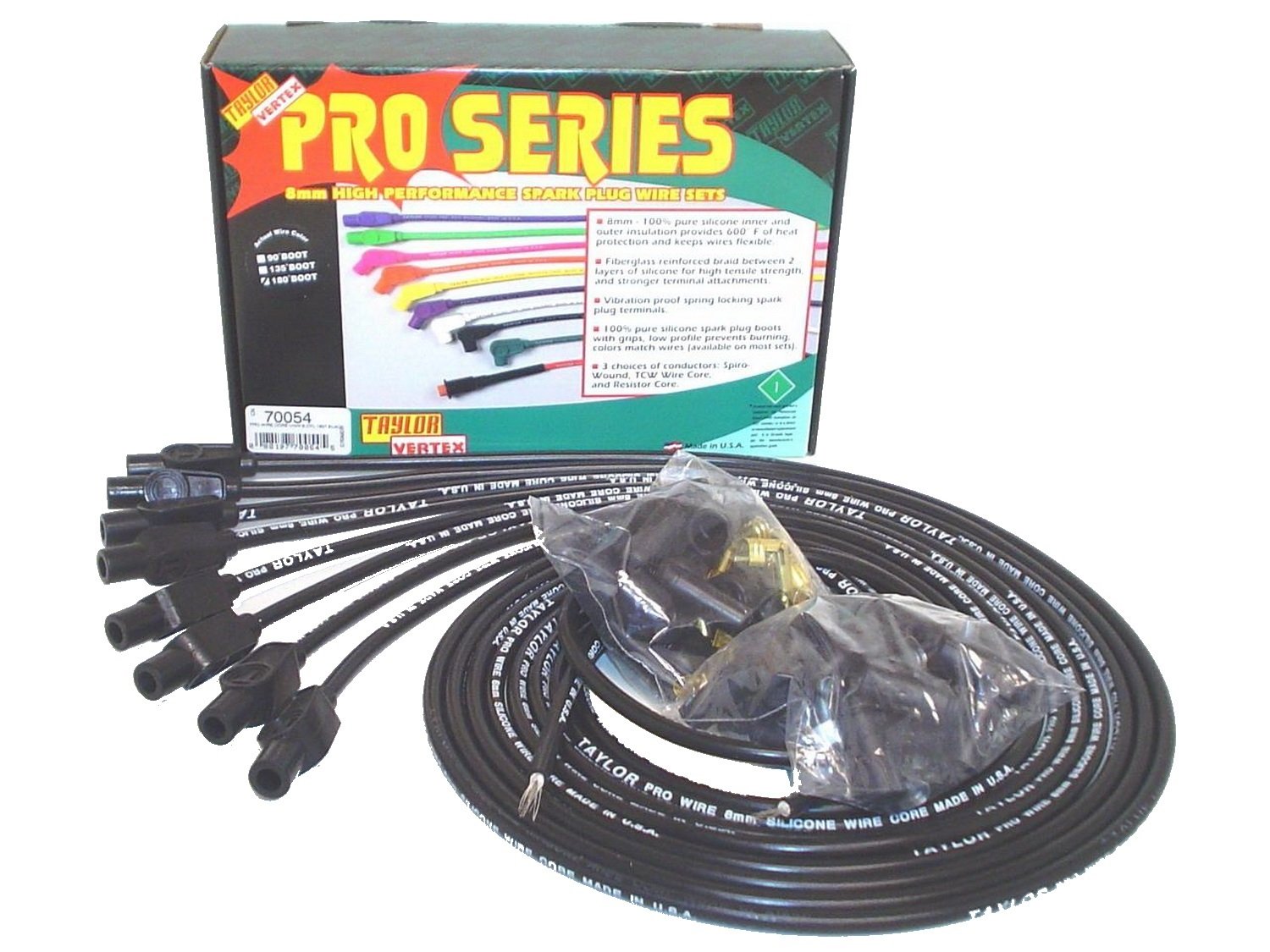 8mm Taylor Cable Black Spark Plug Wire Set 70054