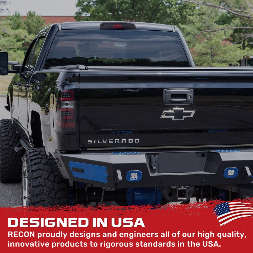 RECON - Fits 14-19 Silverado & Sierra (3rd GEN) 1500, 2500, 3500 Red LED 3rd Brake Light Kit with White LED Cargo Lights with Smoked Lens