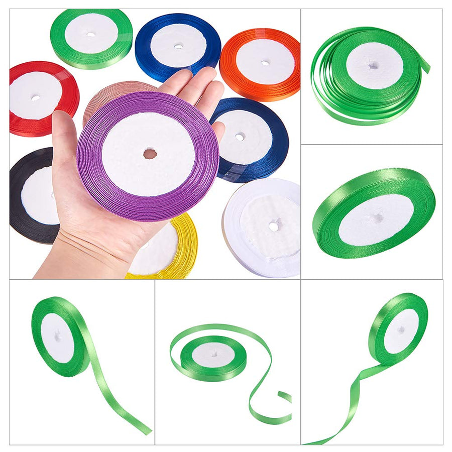 10 Rolls JEWELEADER 250 Yards Satin Ribbons 3/8" DIY Craft Fabric Ribbon for Making Bows Wedding Party Christmas Decorations Gifts Wrapping Packaging Each Roll About 25 Yards Dark Tone