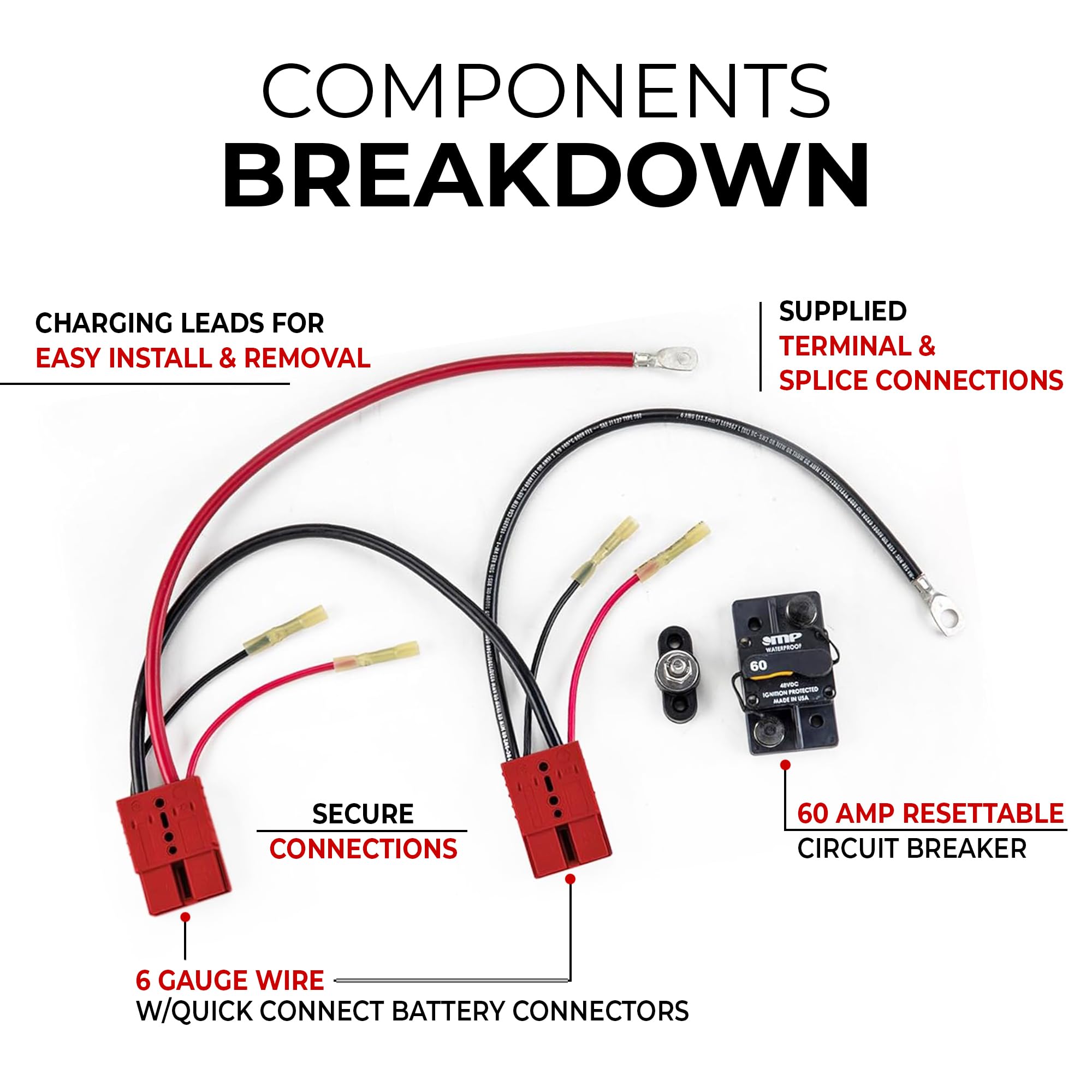 24V Trolling Motor Connection Kit Connect-Ease RCE24VPRO with Onboard Charging | 6-Gauge Wire | Fits Any 24 Volt Trolling Motors Including MinnKota QUEST, Garmin Force, Lowrance Ghost | Made in USA