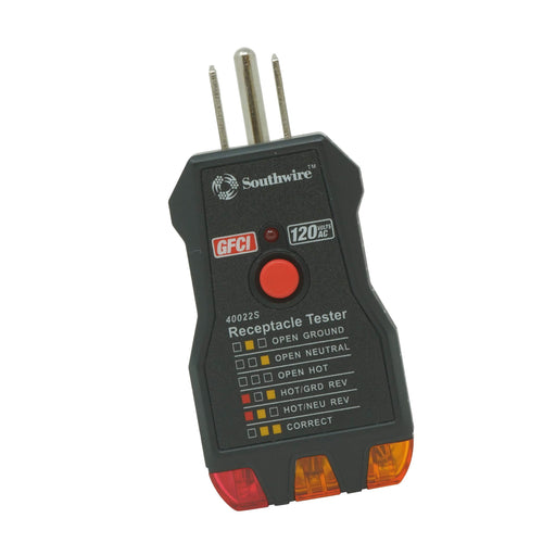 GFCI Receptacle Tester Southwire - Push-Button Outlet Tester for Fast & Accurate Wiring Checks - Compact & Durable Housing - 7 Test Functions