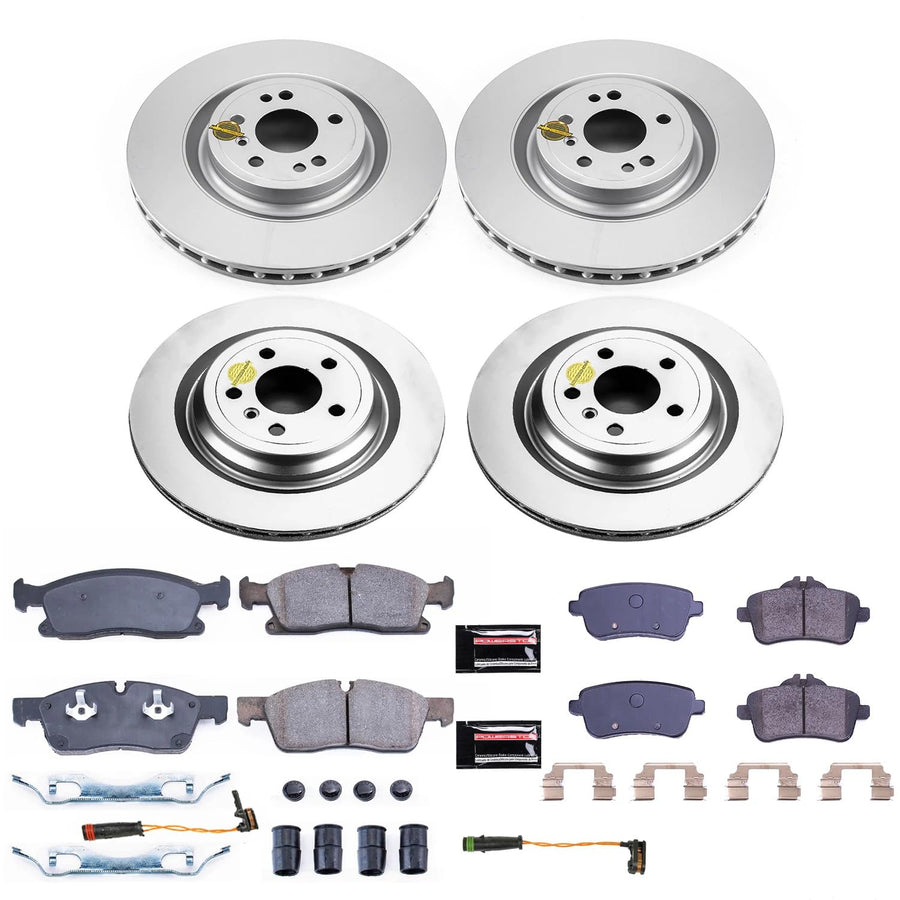 Power Stop Z17 Front and Rear Coated Rotor Kit-Coated Brake Pads & Brake Rotors