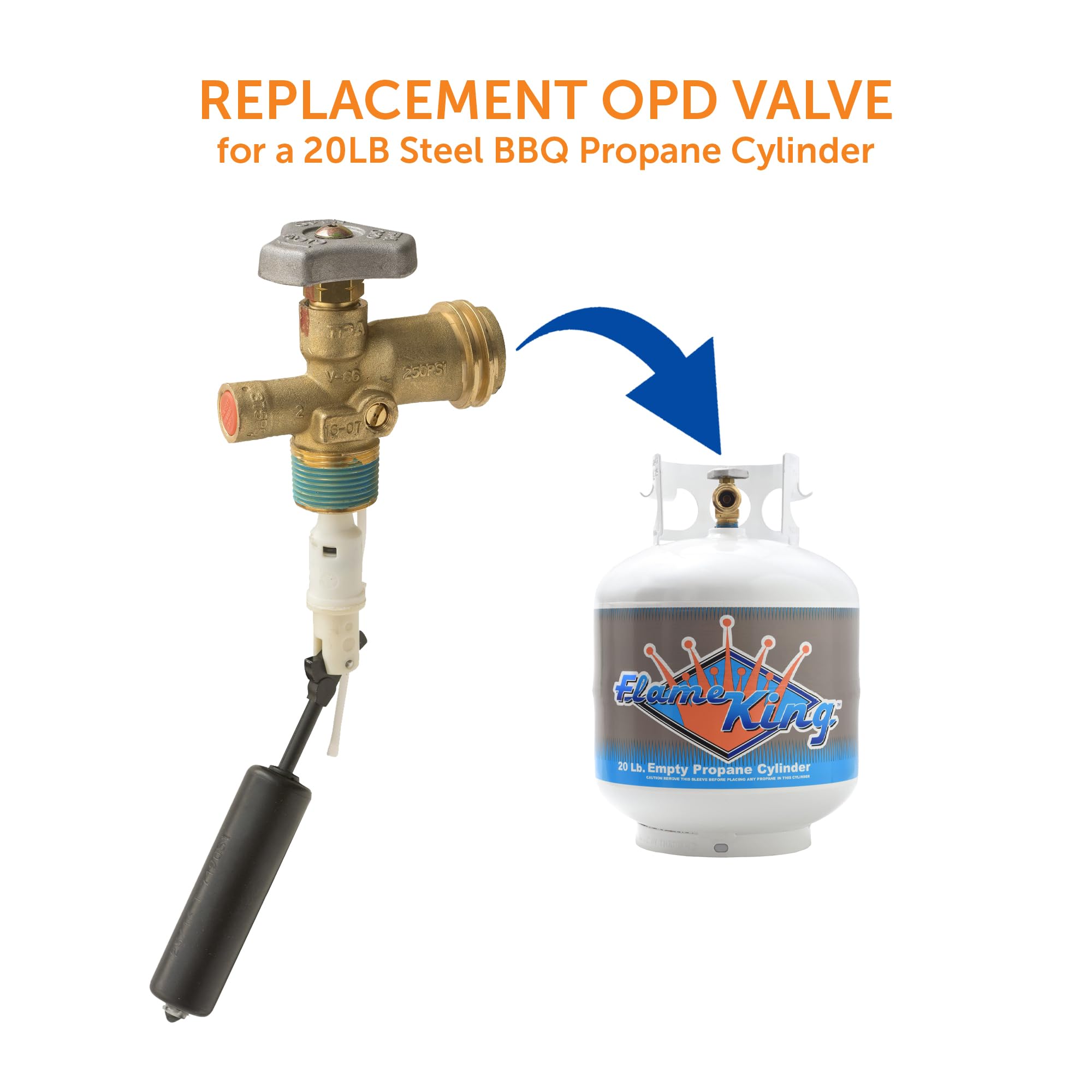 Flame King Propane Tank OPD Overfill Protection Valve for Standard 20 LB Pound Grill Cylinder