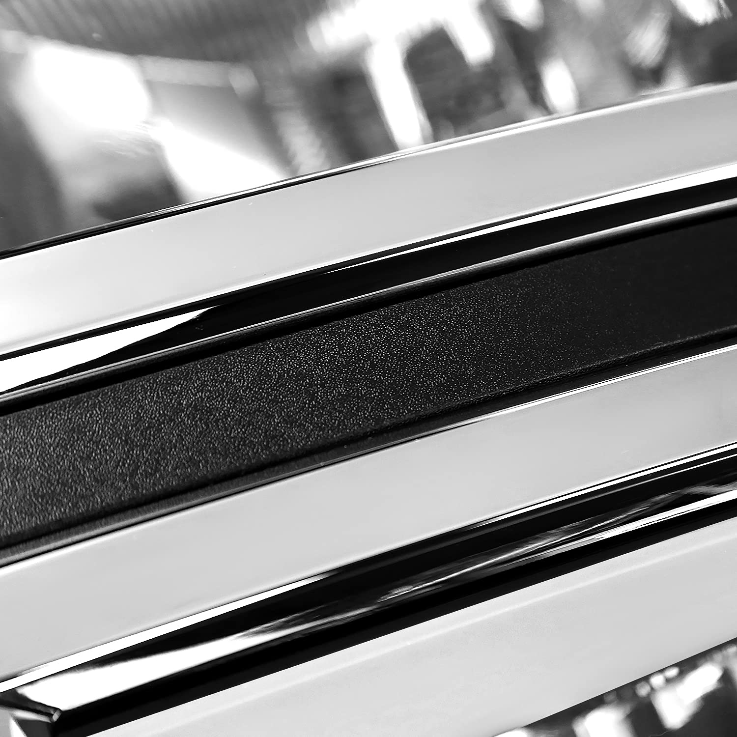 Chrome Headlights SPEC-D TUNING w/LED Light Bar and Silver Trim Compatible with 2014-2015 Chevy Silverado 1500, Left + Right Pair Headlamp Assembly