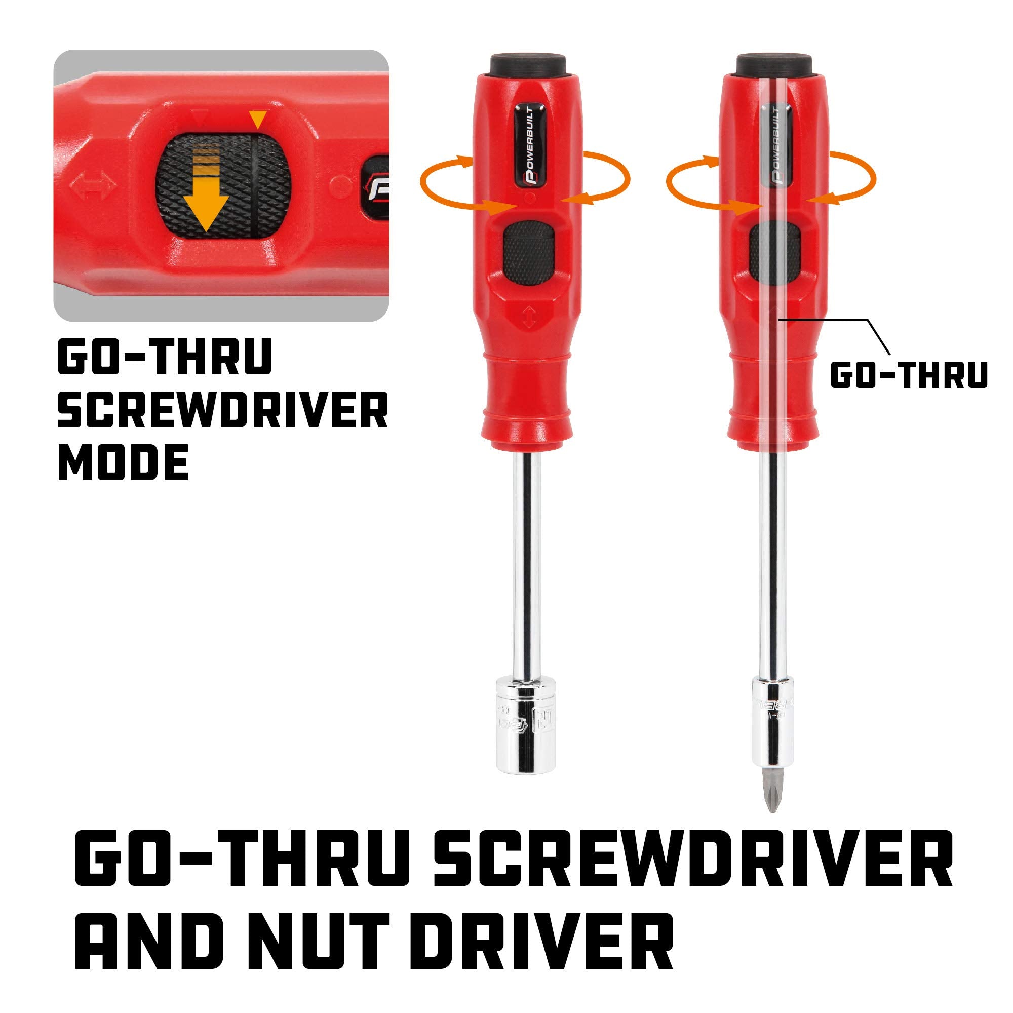 Powerbuilt 20 Pc. 1/4" Dr. Impact Bit Screwdriver and Nut Driver Set, Includes SAE, Metric Sockets, Phillips, Slotted, Star Bits, Adapter- 647768