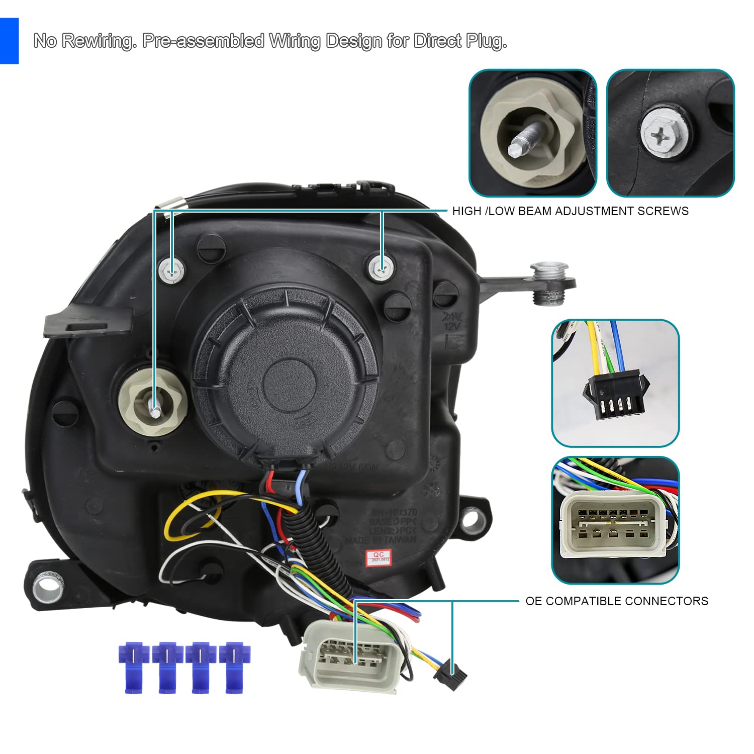 Halo Ring Black Projector Headlights SPEC-D TUNING Compatible with 2007-2013 R56 MINI Cooper Models, Left + Right Pair Headlamps Assembly