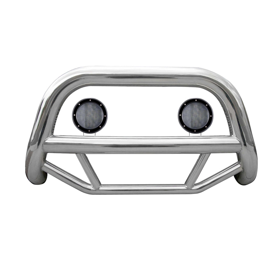 Max Bull Bar Black Horse Incl. pair of 5.3"Dia.LED Lights w/Black Trim Rings No skid plate Stainless Steel Compatible with 1997-2001 Honda CR-V-MBS-HOB3501-PLFB