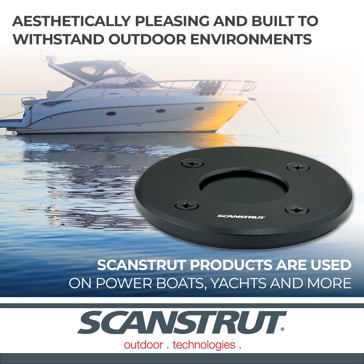 Scanstrut IP68 Low-Profile Cable Seal DS-LP-30-BLK - Fits Cables 9-14mm (0.35"-0.55") & Connectors Ø30mm (1.18"), Black Aluminum