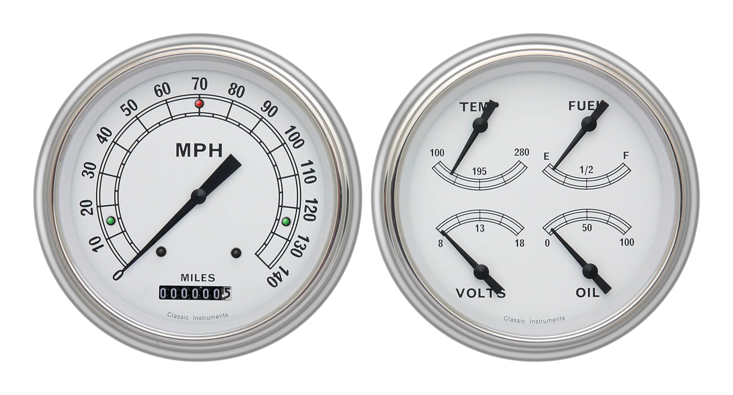 Classic Instruments 1951-1952 Chevy Car CH51CW52 Classic White 4 5/8" Speedometer &Qu-G