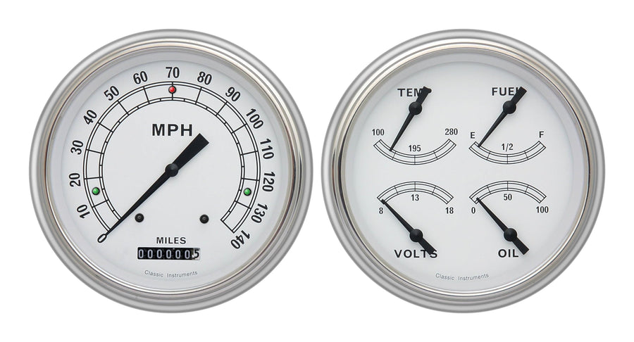 Classic Instruments Classic White CH51CW52-LS Direct Fit Gauge Package LS Swap Fits 1951-1952 Chevy Car