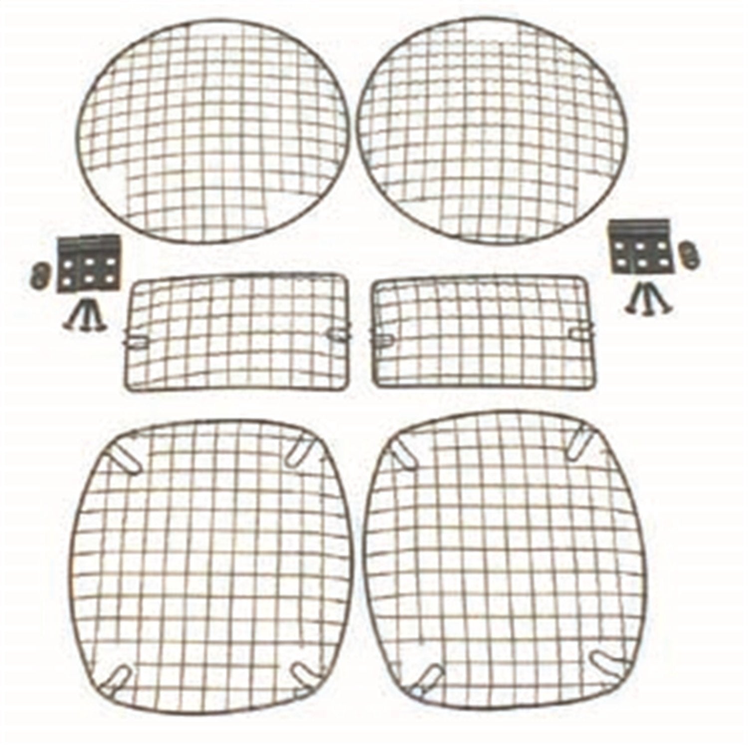 Black Rugged Ridge Stone Light Guard Kit | Black, Steel, 6 Piece Set | 11236.01 | Fits 1997-2006 Jeep Wrangler TJ; 2004-2006 Jeep Wrangler LJ