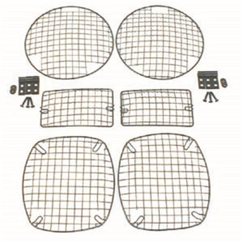 Black Rugged Ridge Stone Light Guard Kit | Black, Steel, 6 Piece Set | 11236.01 | Fits 1997-2006 Jeep Wrangler TJ; 2004-2006 Jeep Wrangler LJ