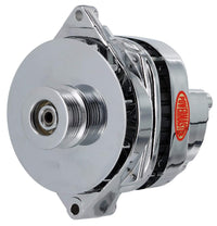 Alt GM CS144 Powermaster Chrome 200A 6 grv Pulley/Baffle Str MTG Threaded MTG Ear 1-Wire or OE Hookup