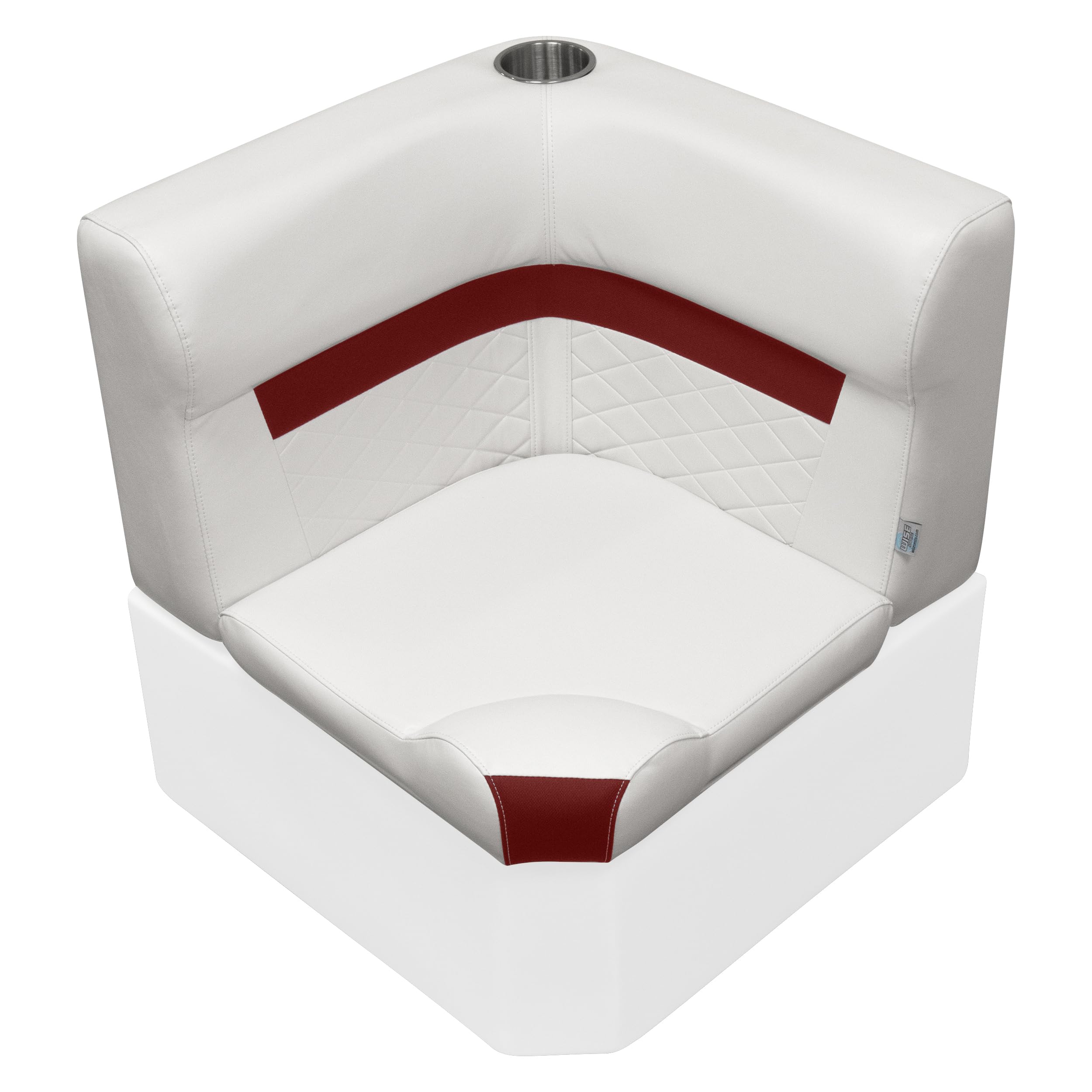 DLX Series Wise DLX133-1906 Pontoon Corner Cushion Set - White/Crimson Red
