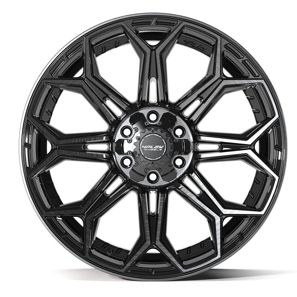 22 Inch 4PLAY Wheels Rim 4P83 Fits 6x135 & 6x139.7 22x9 Gloss Black Brushed with Tinted Clear (1)