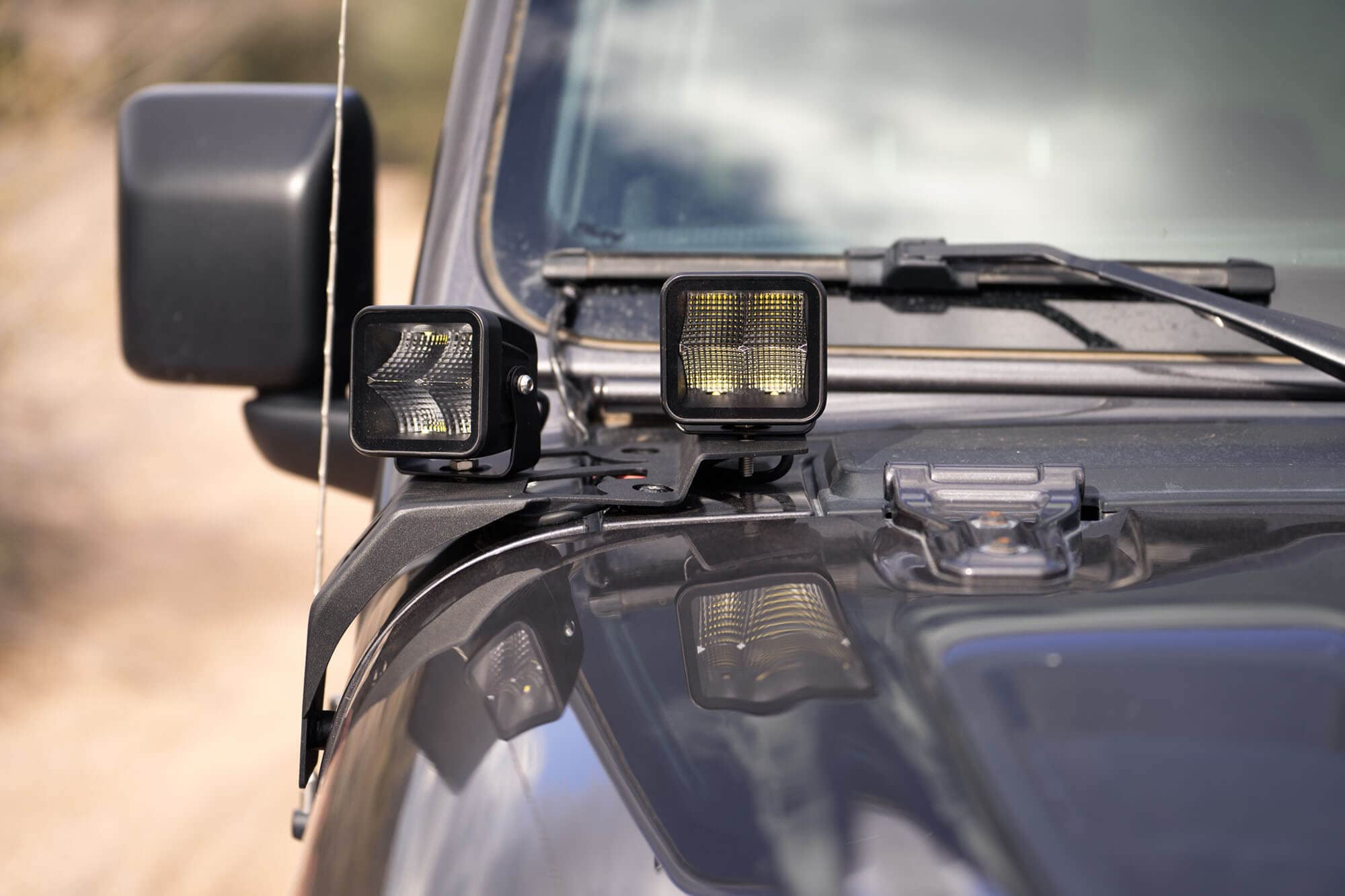 A-Pillar Light Mounts Dual Pod for 2018-2025 Jeep Wrangler JL & 2020-2025 Gladiator JT | Fits (4) 3-inch Cube Lights | DV8 Offroad | Low Profile | Black Powder Coat Finish | Pair