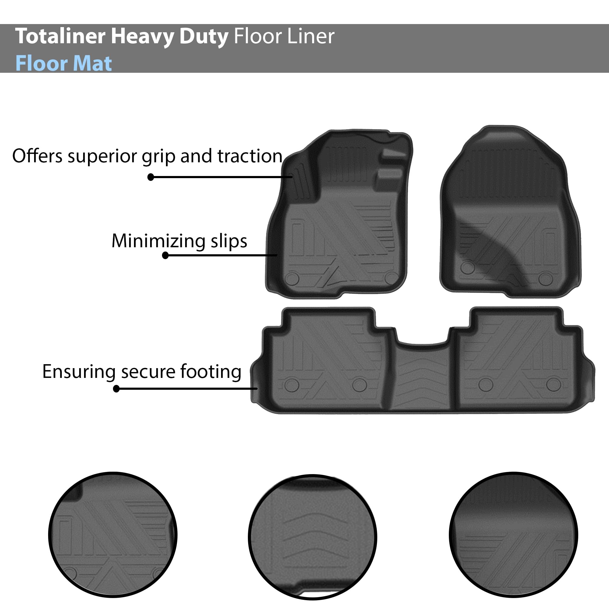TOTALINER Black Horse Heavy Duty Floor Mat Anti-Skid Black 1.37'' Thickness Compatible with 2017-2022 Honda CR-V-FMHCR17