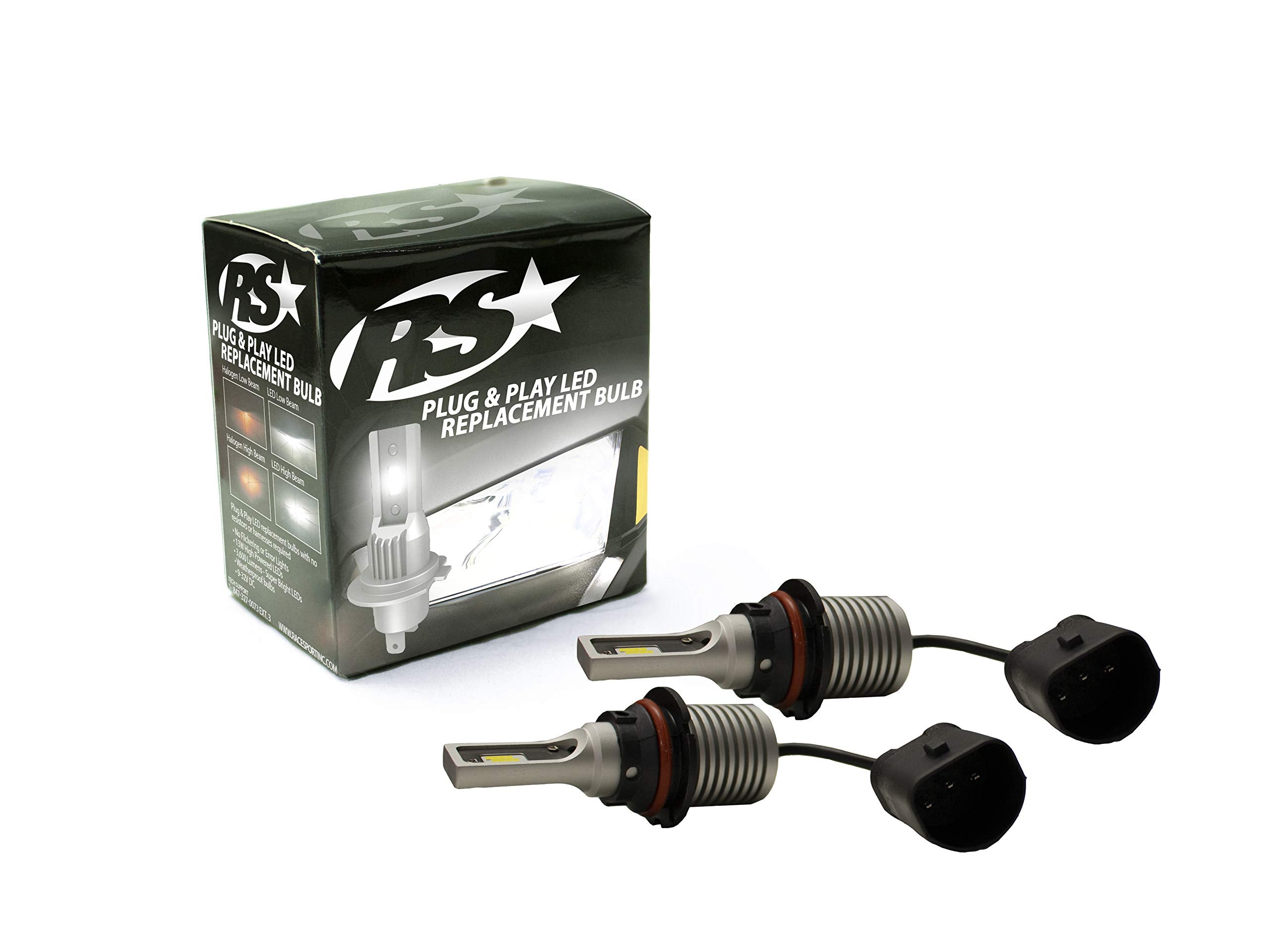 RACESPORT LT RSPNP9007 Race Sport Lighting 9007 PNP Series Plug N Play Super LUX LED Replacement Bulbs - 1,900 LUX Max output