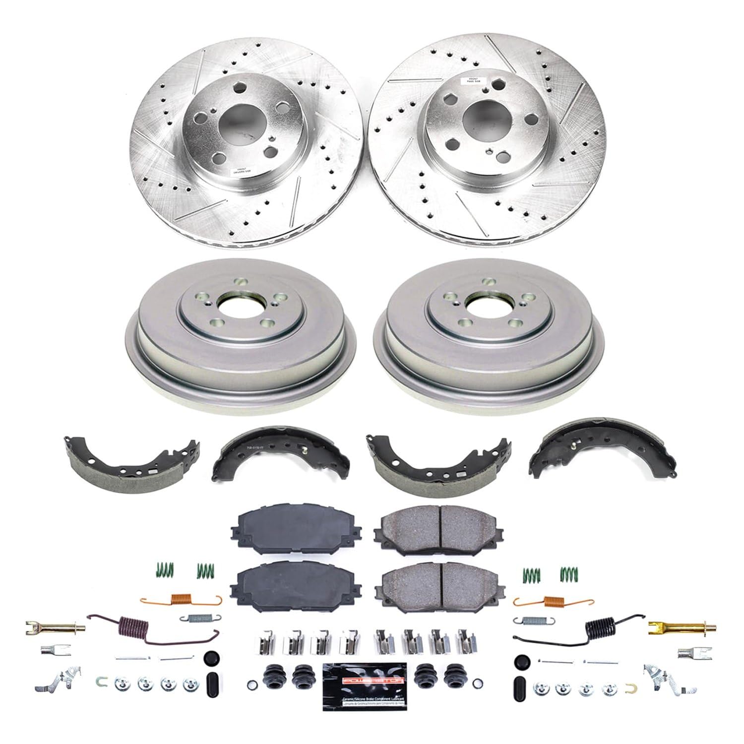 Power Stop Brake Kit Front and Rear For Scion xD 2008-2014 [Model Specific] Z23 Carbon-Fiber Ceramic Brake Pads and Drilled Slotted Rotors K15259DK