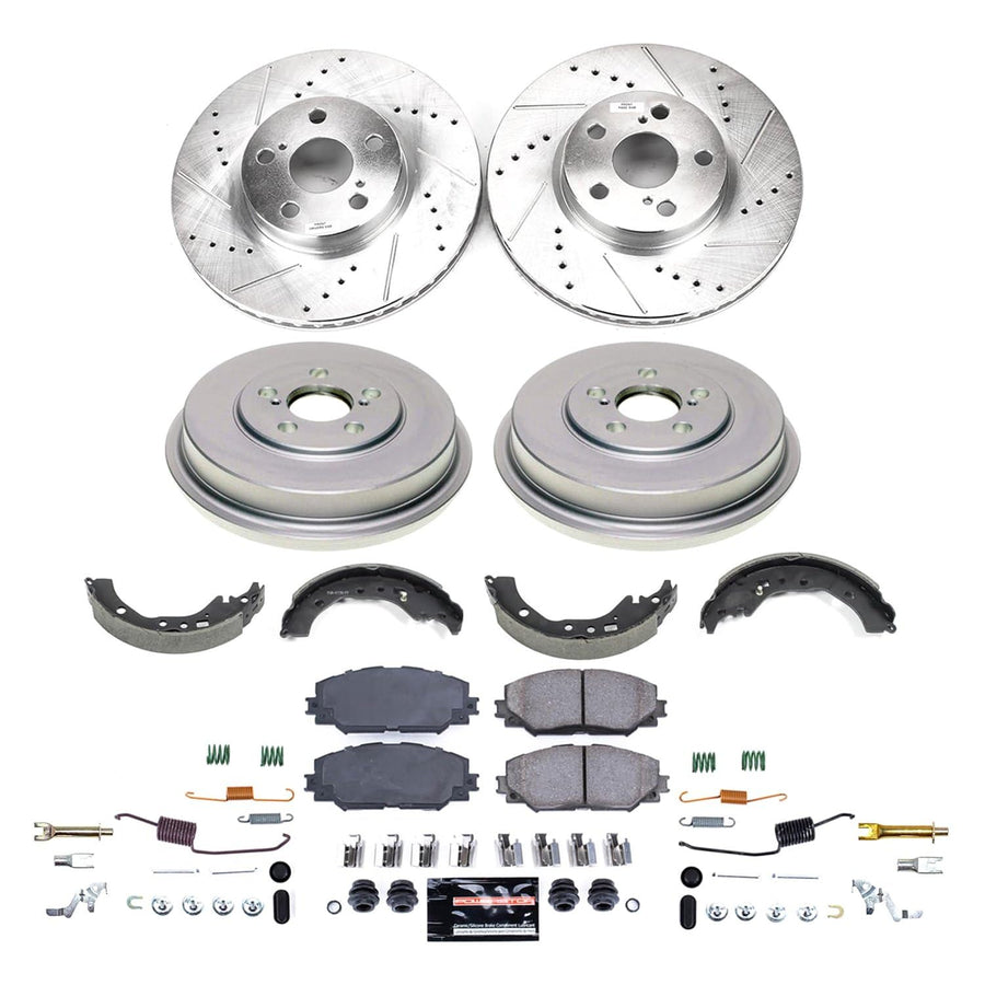 Power Stop Brake Kit Front and Rear For Scion xD 2008-2014 [Model Specific] Z23 Carbon-Fiber Ceramic Brake Pads and Drilled Slotted Rotors K15259DK