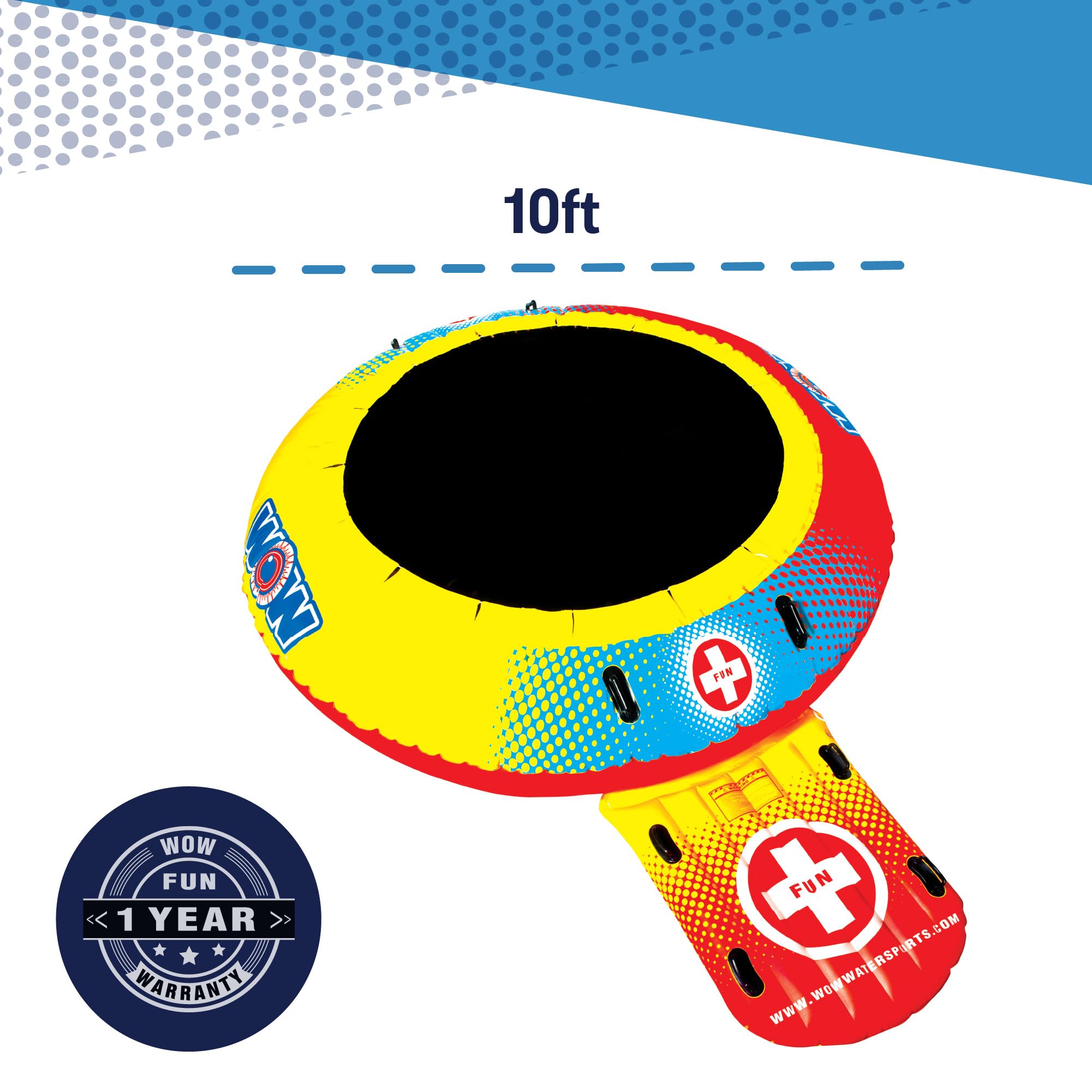 WOW Sports WOW Bouncer, World of Watersports, 15-2030, Inflatable Floating Trampoline, Boarding Platform, 10 Foot Diameter, 1 to 2 Person