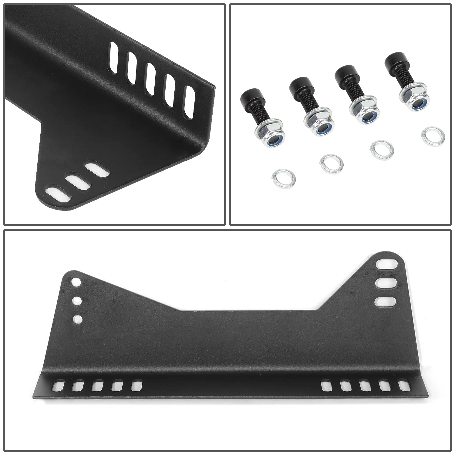 NRG Innovations Adjustable NRG-RSC-100MB Mild Steel Bucket Racing Seat Side Mounting Bracket Kit, Black Powder Coat
