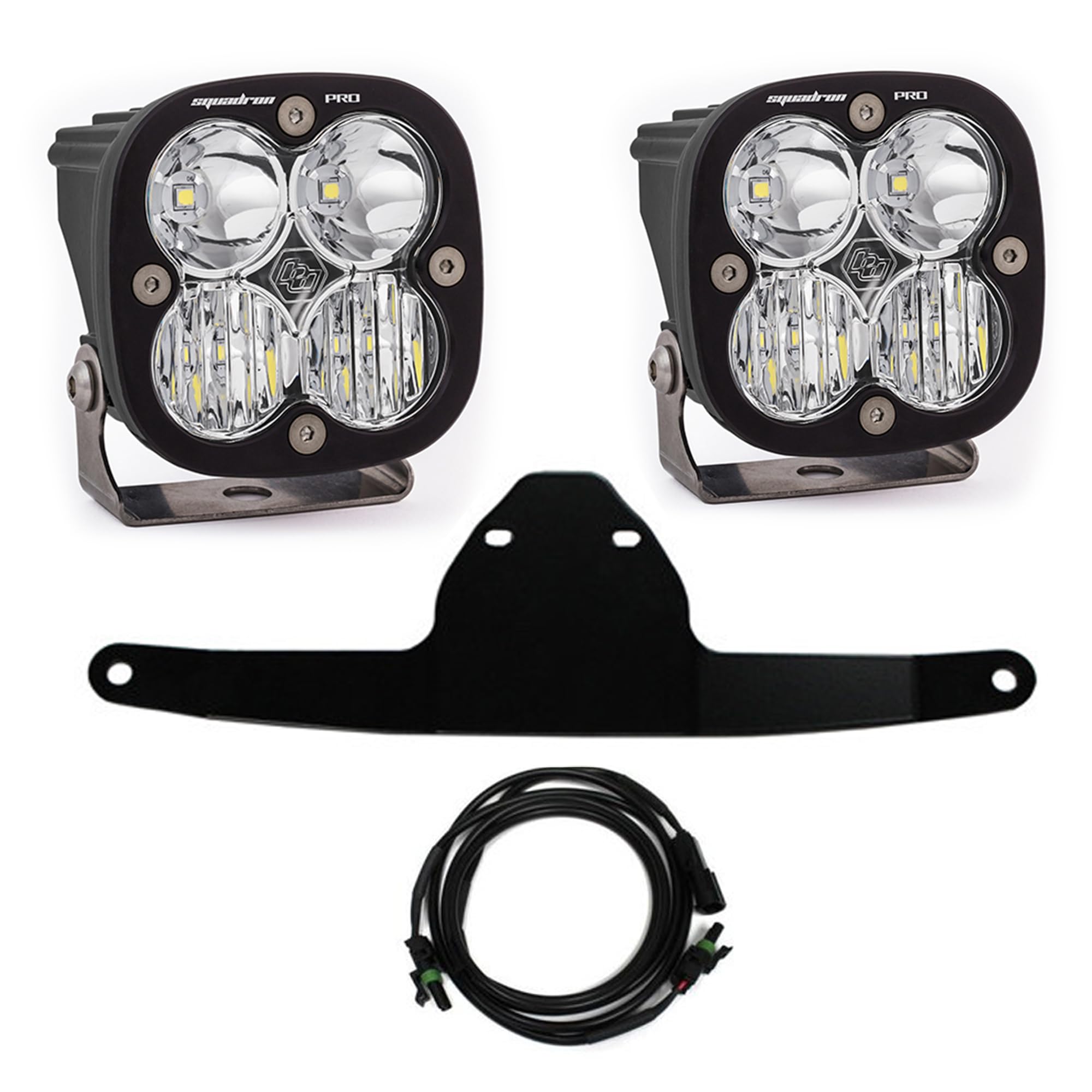 Front Fairing Mounted Baja Design Squadron Pro 3" 2x40W Square Driving/Combo Beam LED Light Kit
