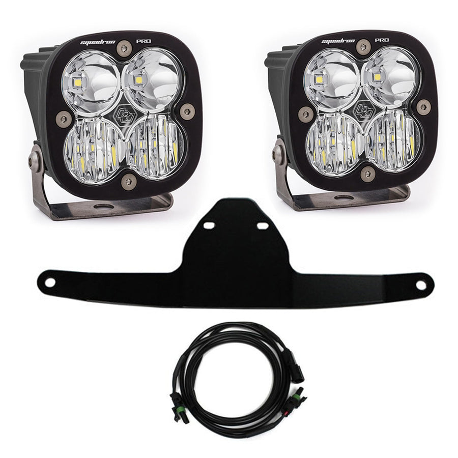 Front Fairing Mounted Baja Design Squadron Pro 3" 2x40W Square Driving/Combo Beam LED Light Kit