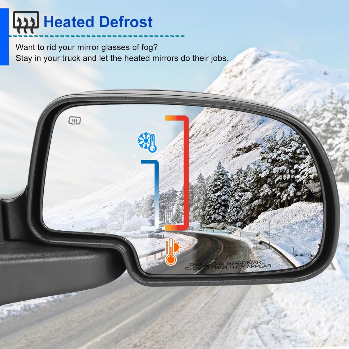Spec-D Tuning Power Heated Right Passenger Side Manual Fold Mirror Compatible with 1999-2002 Chevy Silverado, GMC Sierra