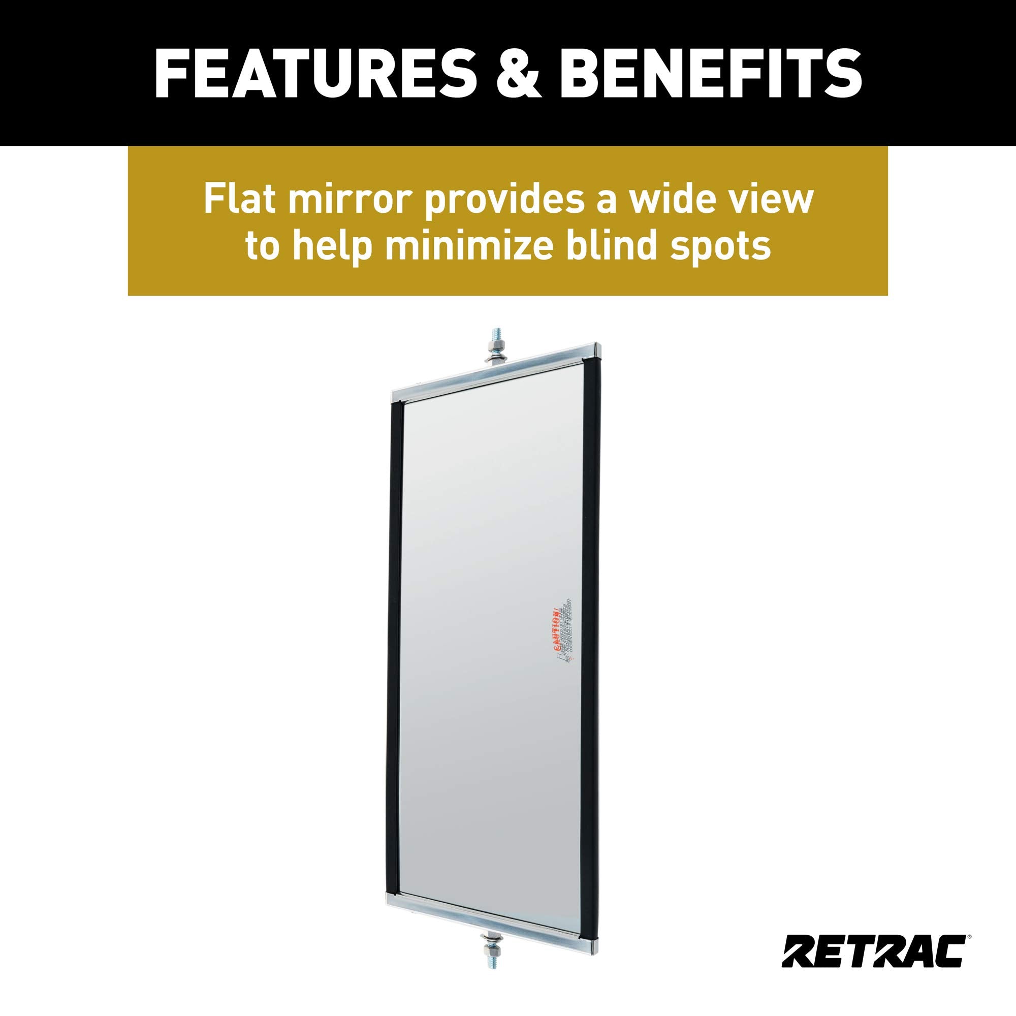 610301 RETRAC 7 x 16-Inch Stainless Steel Angle-Back West Coast Mirror Head, Universal Driver or Passenger Side