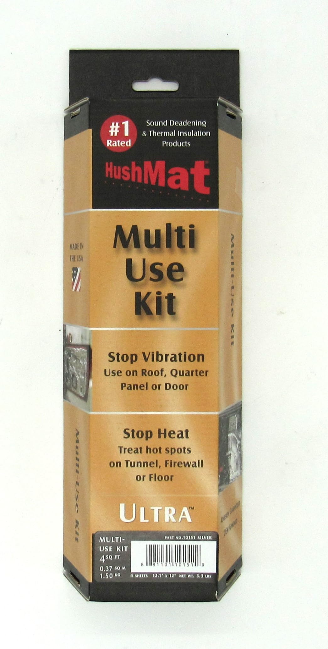 Multi Use Kit HushMat 10151 - 4 Sheets of 12" x 11" Silver Ultra Sound Deadening & Thermal Insualtion - 3.7 Sq. Ft.