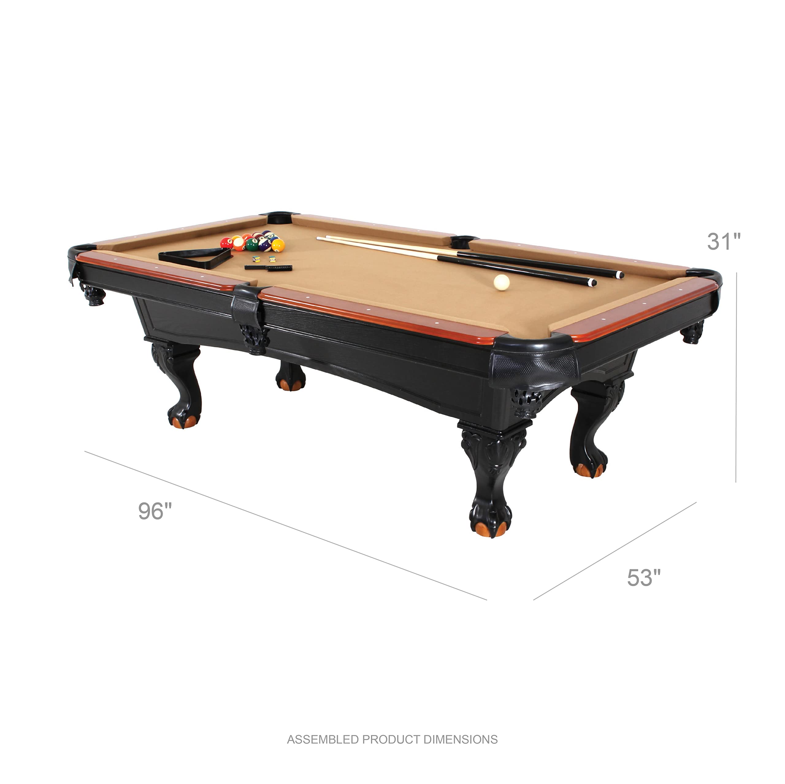 Covington Minnesota Fats 8' Billiard Table with Carved Solid-Wood Legs and Antiqued Wood Finish
