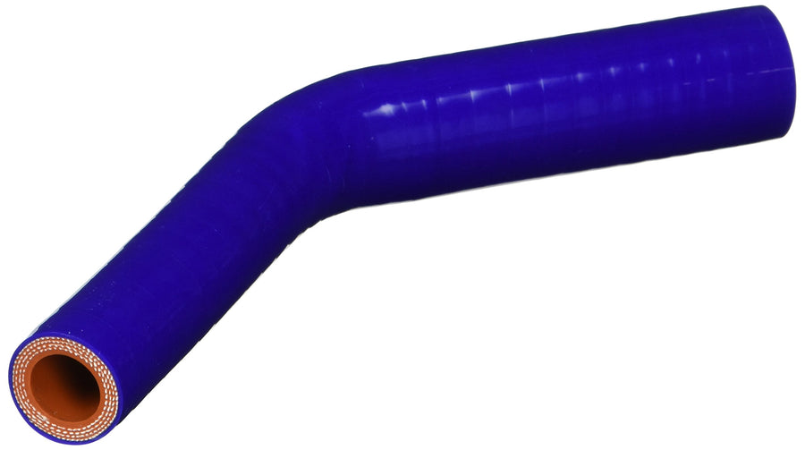 HPS Silicone High Temperature HTSER45-062-087-BLUE 4-ply Reinforced 45 degree Elbow Reducer Coupler Hose, 100 PSI Maximum Pressure, 2.5" Leg Length on each side, 5/8" > 7/8" ID, Blue